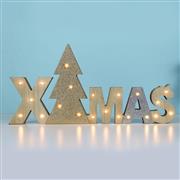 Aca Φωτιζόμενη Χριστουγεννιάτικη Ξύλινη Διακοσμητική Πινακίδα Μπεζ Μπαταρίας 18x37.5x2.5cm Εξωτερικής Χρήσης X05211102