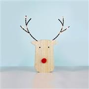 Aca Φωτιζόμενη Χριστουγεννιάτικη Ξύλινη Φιγούρα Τάρανδος Μπεζ Μπαταρίας 18x17x3cm X05101101