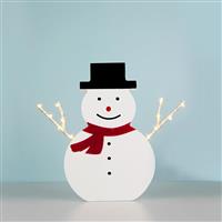 Aca Φωτιζόμενη Χριστουγεννιάτικη Ξύλινη Φιγούρα Χιονάνθρωπος Λευκή Μπαταρίας 17x16x2.3cm Εξωτερικής Χρήσης X05121107