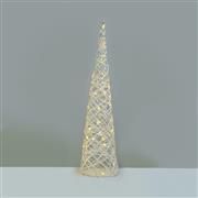 Aca Φωτιζόμενο Χριστουγεννιάτικο Διακοσμητικό Δεντράκι Πυραμίδα 80cm Μπαταρίας Ασημί X11401118