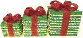 Aca Φωτιζόμενο Χριστουγεννιάτικο Διακοσμητικό Κουτί Πράσινο Μπαταρίας 30x30x18cm 3τμχ Εξωτερικής Χρήσης X1190114