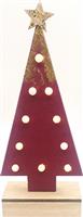 Aca Φωτιζόμενο Χριστουγεννιάτικο Διακοσμητικό Ξύλινο Δεντράκι 27cm Μπαταρίας Κόκκινο X061011209