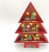 Aca Φωτιζόμενο Χριστουγεννιάτικο Διακοσμητικό Ξύλινο Δεντράκι 30cm Μπαταρίας Κόκκινο X06811220