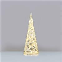 Aca Φωτιζόμενο Χριστουγεννιάτικο Διακοσμητικό Υφασμάτινο Δεντράκι Κώνος 60cm Μπαταρίας Λευκό X11401119