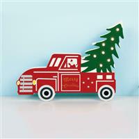 Aca Φωτιζόμενο Χριστουγεννιάτικο Ξύλινο Διακοσμητικό Αυτοκινητάκι Κόκκινο Μπαταρίας 24.5x19.5x2.5cm Εξωτερικής Χρήσης X0581103