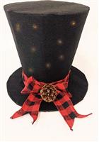 Aca Φωτιζόμενο Χριστουγεννιάτικο Υφασμάτινο Διακοσμητικό Καπέλο Μαύρο Μπαταρίας 25x26x25cm Εξωτερικής Χρήσης X11201111