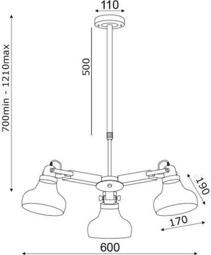 Aca Paralia Μοντέρνο Κρεμαστό Φωτιστικό Τρίφωτο Ράγα με Ντουί E27 σε Καφέ Χρώμα OD905003P
