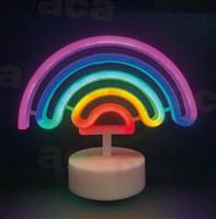 Aca Rainbow Επιτραπέζιο Διακοσμητικό Φωτιστικό με Φωτισμό RGB Neon Μπαταρίας Πολύχρωμο F04003303