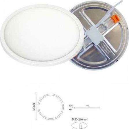 Aca Στρογγυλό Χωνευτό LED Panel Ισχύος 15W με Ψυχρό Λευκό Φως 17.5x17.5cm FLEXI1560RW