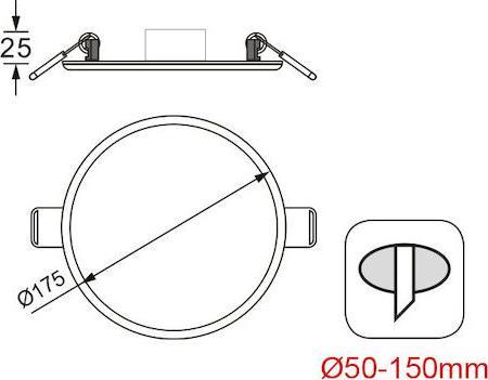 Aca Στρογγυλό Χωνευτό LED Panel Ισχύος 15W με Ψυχρό Λευκό Φως 17.5x17.5cm FLEXI1560RW