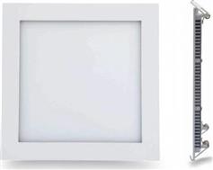 Aca Τετράγωνο Πλαστικό Χωνευτό Σποτ με Ενσωματωμένο LED και Ψυχρό Λευκό Φως 8W σε Λευκό χρώμα 12x12cm THERON860S