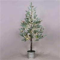 Aca Χριστουγεννιάτικο Δέντρο Πράσινο Χιονισμένο 120εκ με Βάση Γλάστρα και Φωτισμό LED X10168144