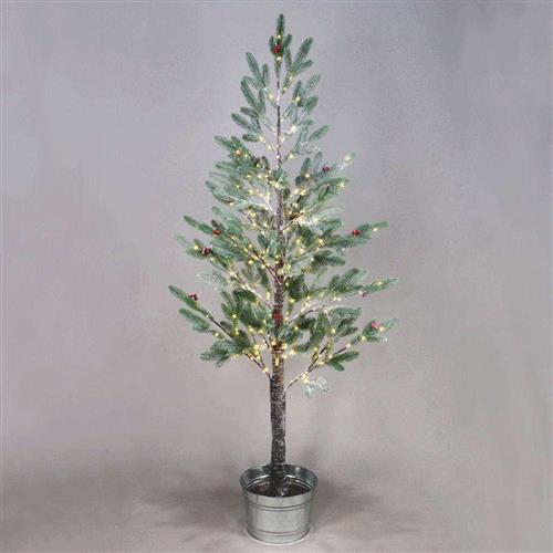Aca Χριστουγεννιάτικο Δέντρο Πράσινο Χιονισμένο 160cm με Βάση Γλάστρα και Φωτισμό LED X10288144