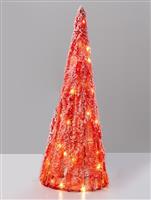 Aca Χριστουγεννιάτικο Δέντρο Red Tinsel Cone Tree Πράσινο Στολισμένο 90cm με Ενσωματωμένα Κλαδιά και Φωτισμό LED Μπαταρίας 3xAA X114011333