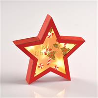 Aca Χριστουγεννιάτικο Διακοσμητικό Επιτραπέζιο Αστέρι Φωτιζόμενο Ξύλινο Κόκκινο 22x5x23cm X06611221