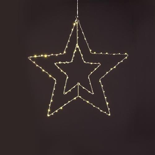 Aca Χριστουγεννιάτικο Διακοσμητικό Κρεμαστό Αστέρι Φωτιζόμενο Μεταλλικό Θερμό Λευκό 56x56x56cm X0611314224