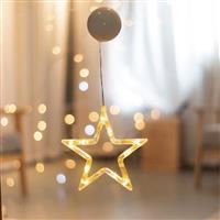 Aca Χριστουγεννιάτικο Διακοσμητικό Κρεμαστό Αστέρι Φωτιζόμενο Πλαστικό Λευκό 18x18x18cm X04151110
