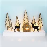 Aca Χριστουγεννιάτικο Φωτιζόμενο Διακοσμητικό Ξύλινο Χωριό Μπαταρίας 26x16x7.5cm Plywood X05101118