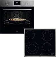 AEG OA5AB21SM + HK634021XB Φούρνος άνω Πάγκου 72lt με Κεραμικές Εστίες Π60cm Inox