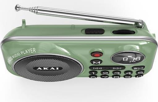 Akai APR-500 Ραδιοφωνάκι Επαναφορτιζόμενο με Bluetooth και USB Πράσινο 110583-0023