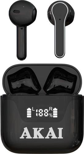 Akai BTE-J101 In-ear Bluetooth Handsfree Ακουστικά με Θήκη Φόρτισης Μαύρα 110591-0003