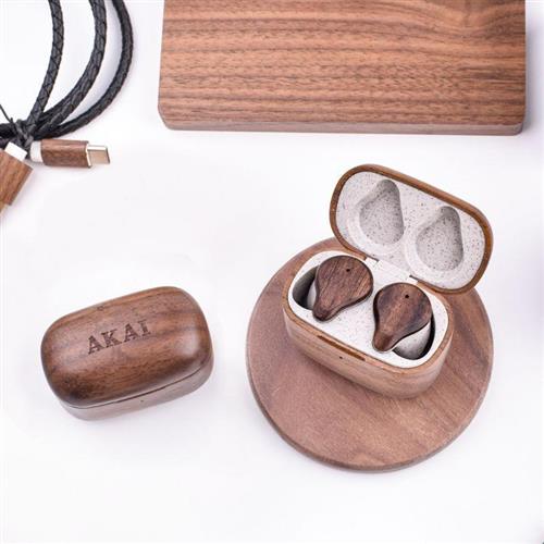 Akai BTE-W300ENC In-ear Bluetooth Handsfree Ακουστικά με Θήκη Φόρτισης Bamboo 110591-0011