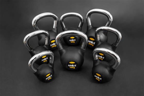 Amila Rubber Cover Kettlebell από Λάστιχο 16kg Μαύρο 44498