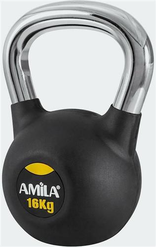 Amila Rubber Cover Kettlebell από Λάστιχο 16kg Μαύρο 44498