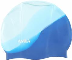 Amila Σκουφάκι Κολύμβησης Ενηλίκων από Σιλικόνη Πολύχρωμο Μπλε