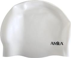 Amila Σκουφάκι Κολύμβησης Ενηλίκων Medium Hair HQ από Σιλικόνη Λευκό