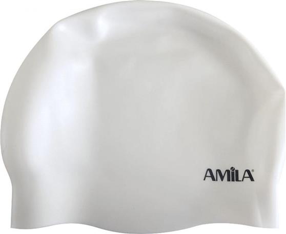 Amila Σκουφάκι Κολύμβησης Ενηλίκων Medium Hair HQ από Σιλικόνη Λευκό