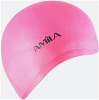 Amila Σκουφάκι Κολύμβησης Medium Hair Ενηλίκων από Σιλικόνη Ροζ