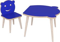 ArteLibre Amahle Σετ Παιδικό Τραπέζι με Καρέκλες από Ξύλο Μπλε 14870185