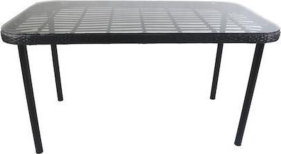 ArteLibre Ampius Τραπέζι Εξωτερικού Χώρου Μεταλλικό με Γυάλινη Επιφάνεια Μαύρο 160x90x73cm 14510031