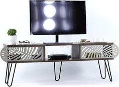 ArteLibre Έπιπλο Τηλεόρασης Illia Maxi No 5 Ξύλινο Μεταλλικό Καρυδί-Μαύρο Μ151xΠ30xΥ48cm
