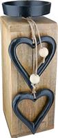 ArteLibre Hangin Heart Κηροπήγιο Ξύλινο σε Μπεζ Χρώμα 8x8x22cm 05160933