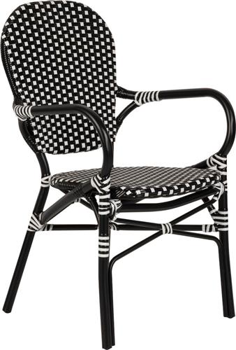 ArteLibre Καρέκλα Εξωτερικού Χώρου Rattan Boali Μαύρο-Λευκό 57x58x85cm 14840005
