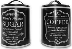 ArteLibre Κουτί Ζάχαρη/Καφέ με Καπάκι Μεταλλικό σε Μαύρο Χρώμα 11x11x17cm 2τμχ 06510388