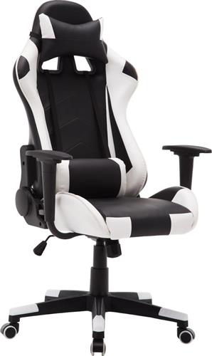 ArteLibre Navan Καρέκλα Gaming Δερματίνης με Ρυθμιζόμενα Μπράτσα Λευκό/Μαύρο 68x53x122-131cm
