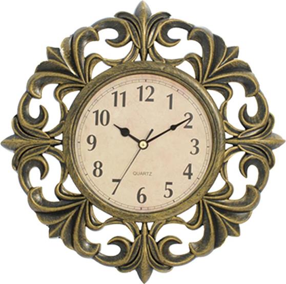 ArteLibre Ρολόι Τοίχου Χρυσό Πλαστικό Φ40.6cm 14740038
