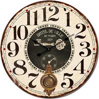 ArteLibre Ρολόι Τοίχου Ξύλινο Αντικέ 58cm 14650019