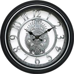 ArteLibre Ρολόι Τοίχου Πλαστικό Αντικέ Ασημί-Μαύρο 40.6cm 14740018