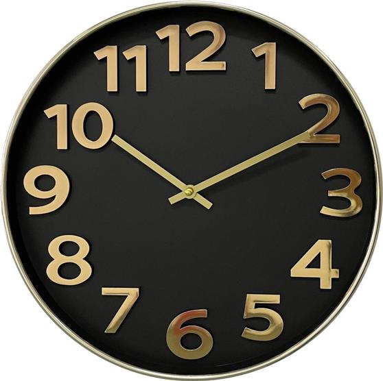 ArteLibre Ρολόι Τοίχου Πλαστικό Μαύρο-Χρυσό 36cm 14740012