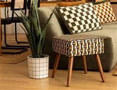 Atmosphera Chiara Σκαμπό Σαλονιού Επενδυμένο με Ύφασμα Καφέ 38x38x41cm 202266C