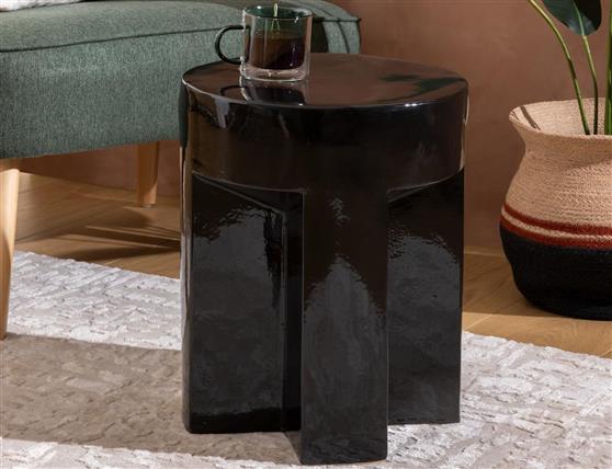 Atmosphera Kriz Στρογγυλό Βοηθητικό Τραπεζάκι Μαύρο Μ34xΠ34xΥ41cm 197888A