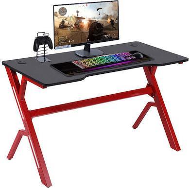 Bakaji Γραφείο Gaming Ξύλινο Κόκκινο με Μεταλλικά Πόδια 120x60x73cm 02012073