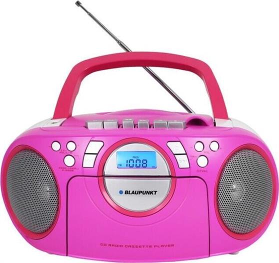 Blaupunkt Φορητό Ηχοσύστημα με CD/MP3/USB/Κασετόφωνο/Ραδιόφωνο σε Ροζ Χρώμα 15-BB16PK