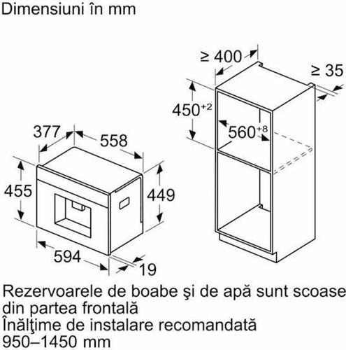 Bosch CTL7181B0 Αυτόματη Μηχανή Espresso Εντοιχιζόμενη 1500W Πίεσης 19bar με Μύλο Άλεσης Μαύρη