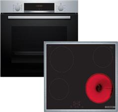 Bosch HBA514BS3 + PKE645BA2E Φούρνος άνω Πάγκου 71lt με Κεραμικές Εστίες Π60cm Inox