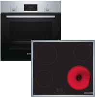 Bosch HBF154BS0 + PKE645BA2E Φούρνος άνω Πάγκου 66lt με Κεραμικές Εστίες Π60cm Inox